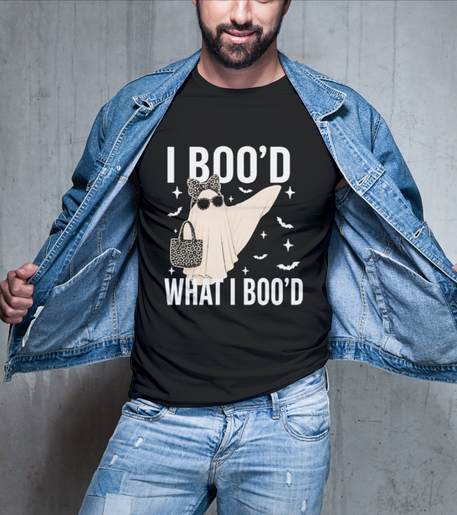 I Boo'd What I Boo'd Cartoon Ghost Leopard Bow Sunglasses Handbag T-Shirt