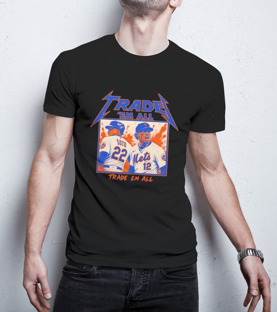 New York Mets Trade Em All Soto Heavy Metal Splatter Player Photos T-Shirt