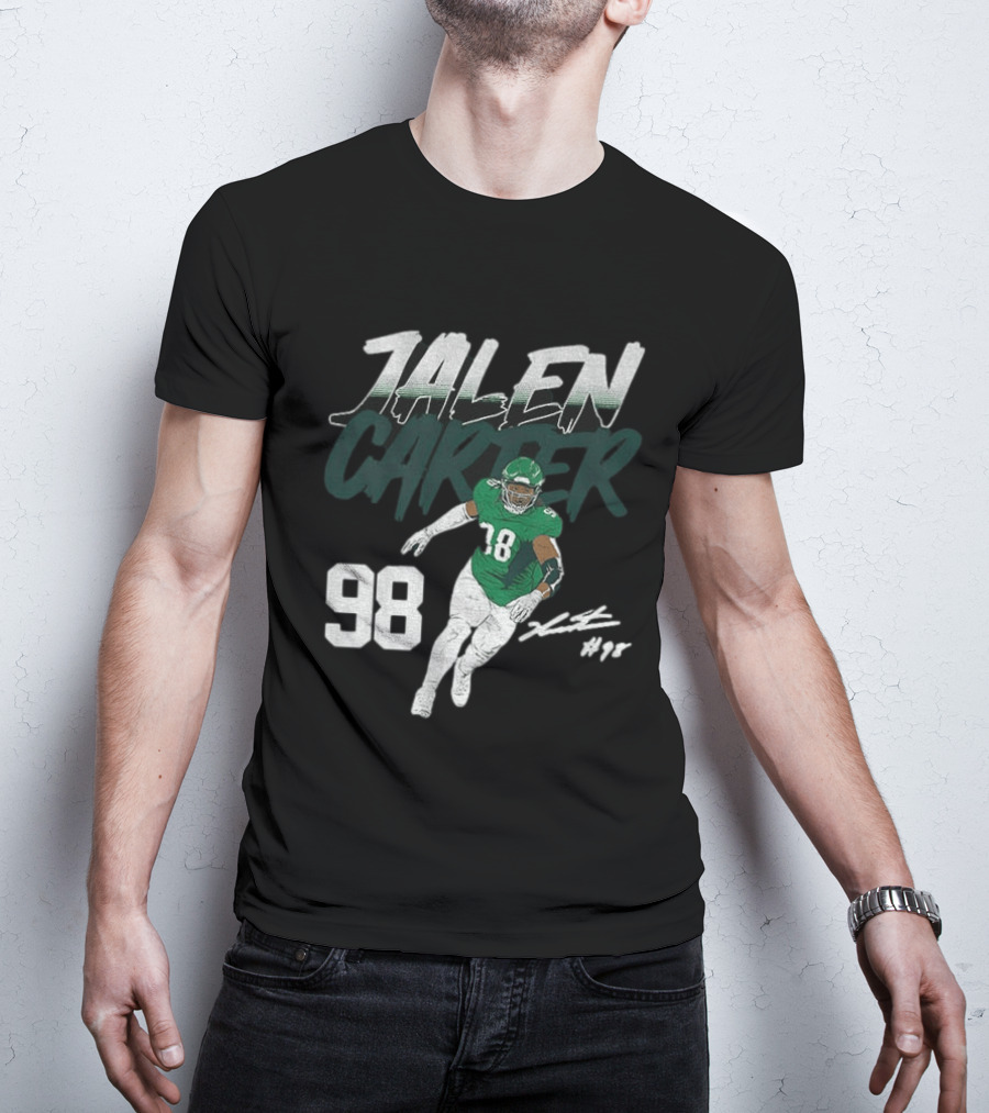 Jalen Carter Philadelphia Eagles 98 Football Player Signature T-Shirt