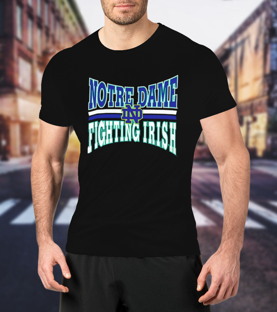 Notre Dame Fighting Irish Interlocking ND Monogram Curved NCAA T-Shirt