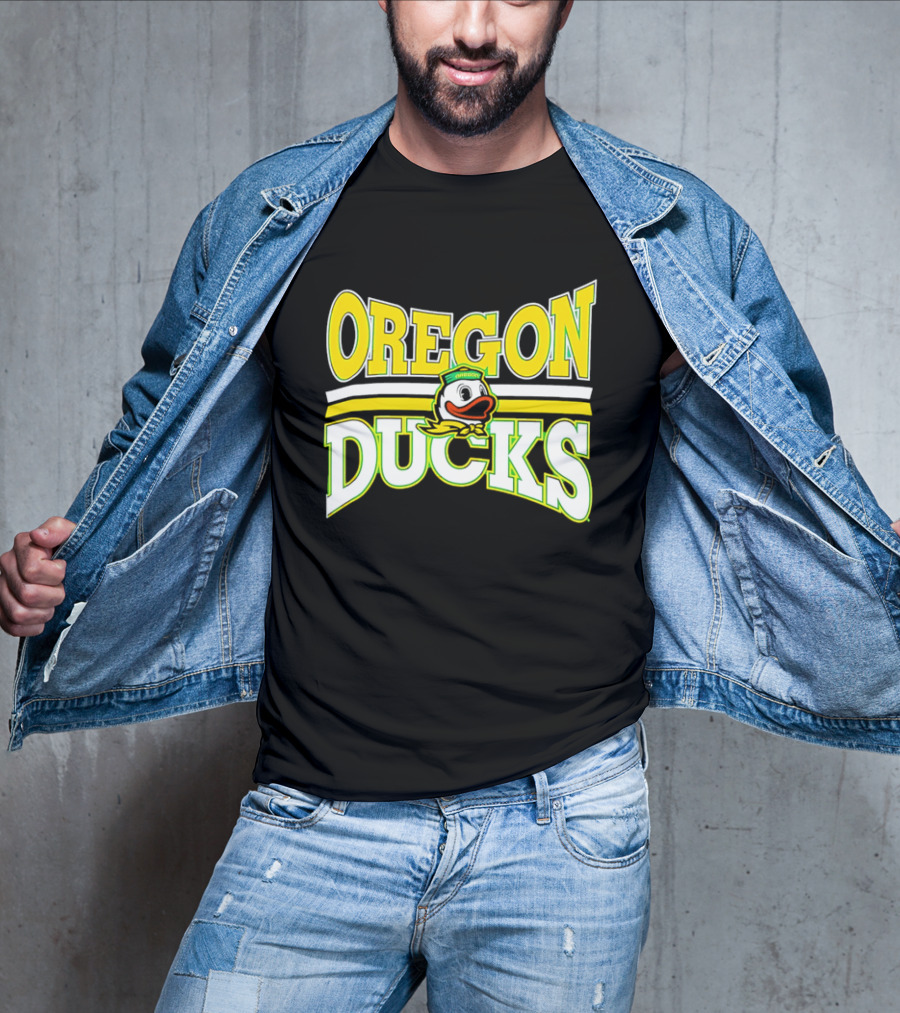 Oregon Ducks Cartoon Sailor Cap Green Yellow Stripes T-Shirt