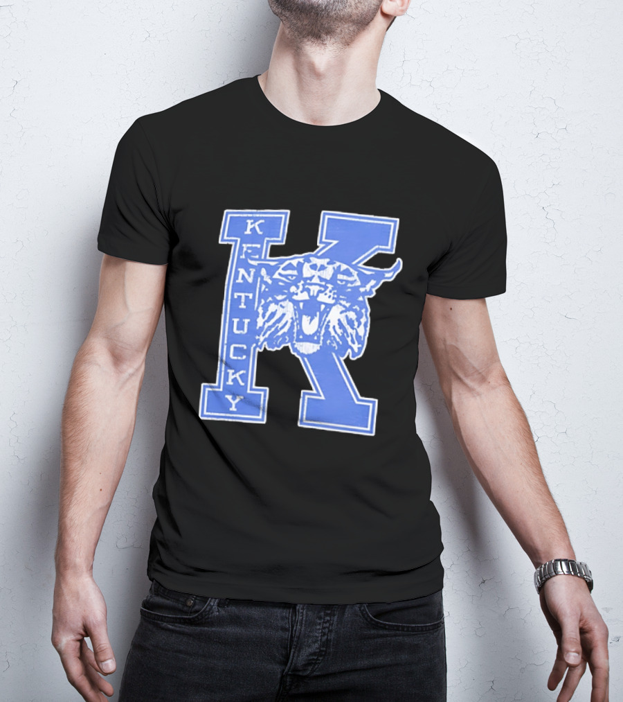 Kentucky Wildcats NCAA Distressed Block Letter K Wildcats Head T-Shirt