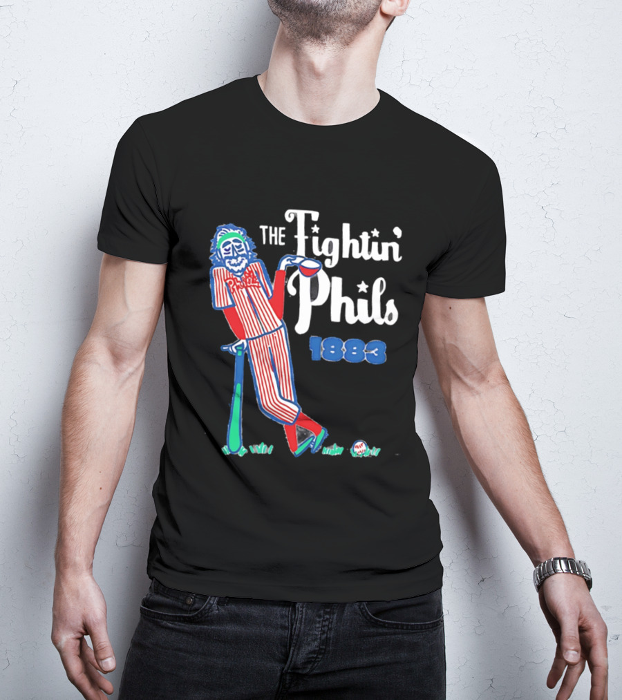 Phillies The Fightin' Phils 1883 Vintage Baseball Character With Bat And Ball T-Shirt