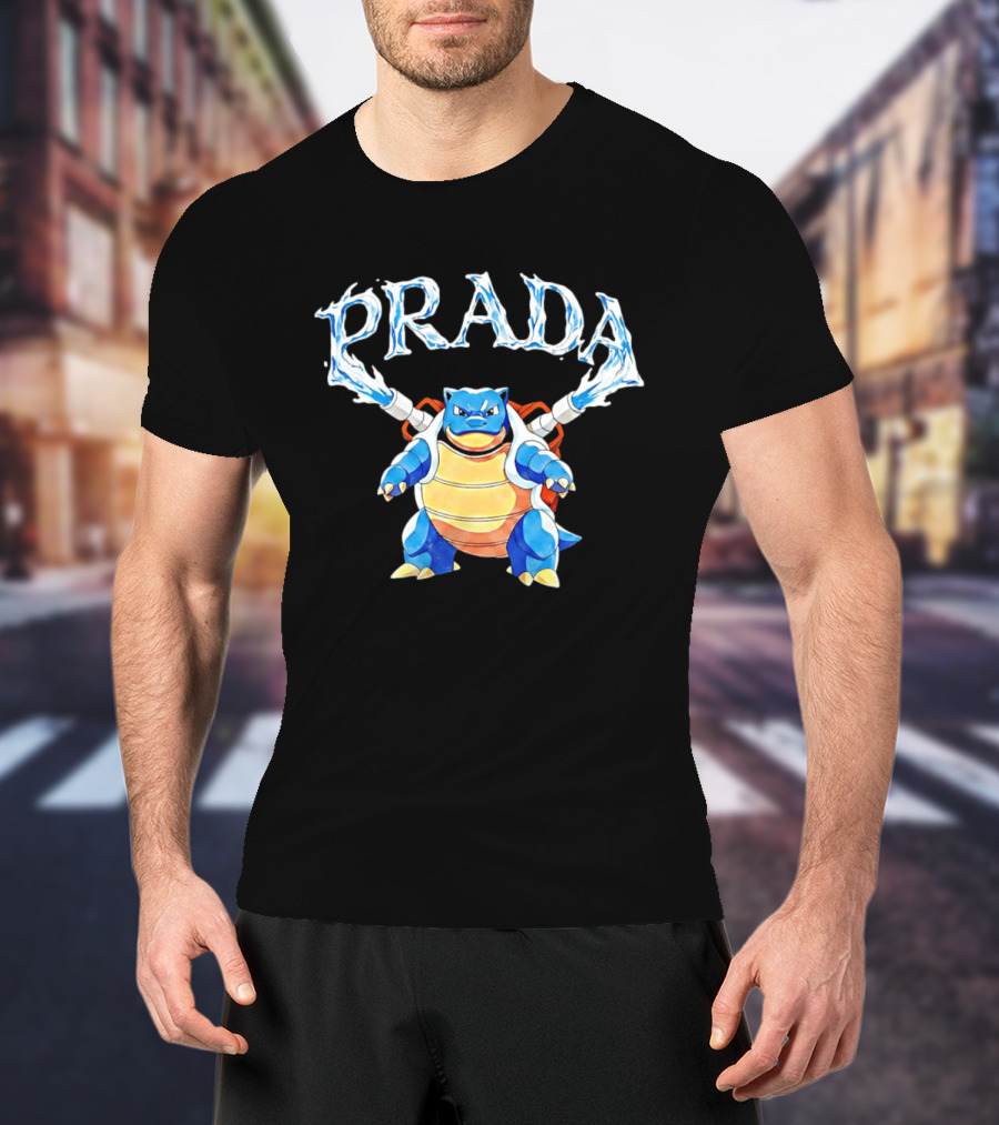 Prada Blastoise Pokemon Mashup Water Cannon T-Shirt