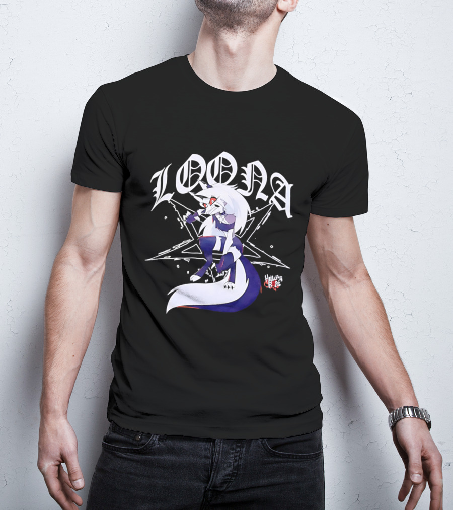 Loona Helluva Boss Demon Character With Stylized White Text And Pentagram T-Shirt