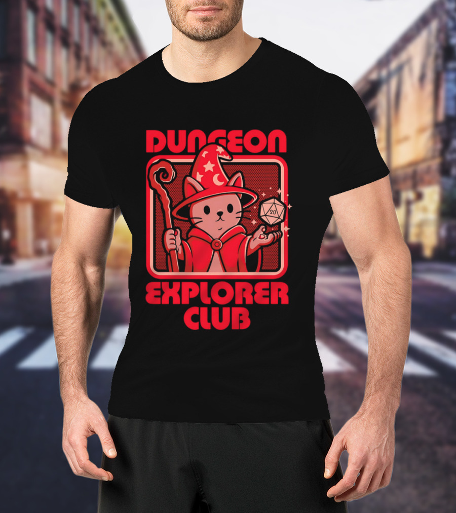 Dungeon Explorer Club RPG Mage Cat T-Shirt
