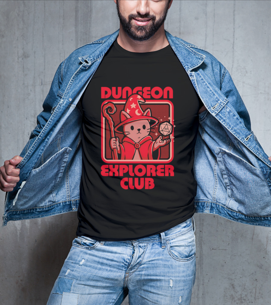 Dungeon Explorer Club RPG Mage Cat T-Shirt