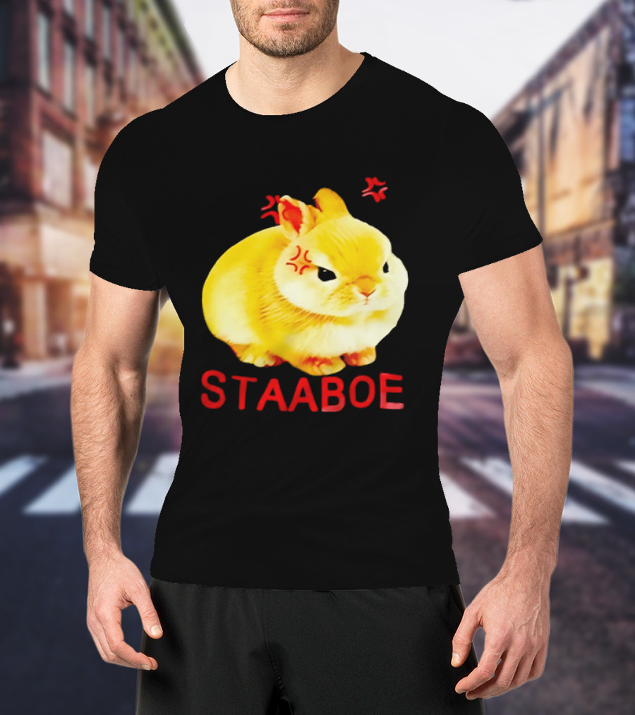 Staaboe Angry Fluffy Yellow Rabbit Red Marks T-Shirt