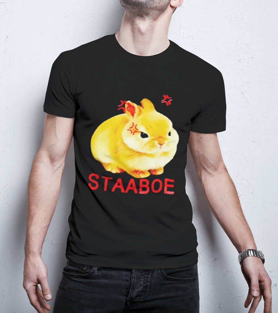 Staaboe Angry Fluffy Yellow Rabbit Red Marks T-Shirt