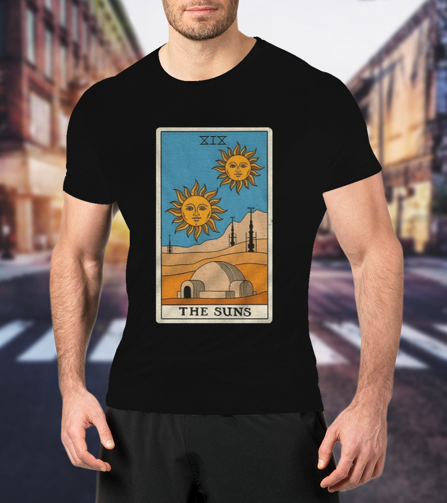 XIX The Suns Twin Suns Tarot Card Star Wars Tatooine Desert Dome T-Shirt