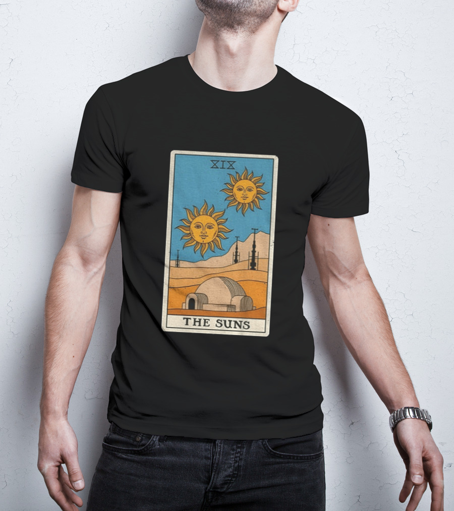XIX The Suns Twin Suns Tarot Card Star Wars Tatooine Desert Dome T-Shirt