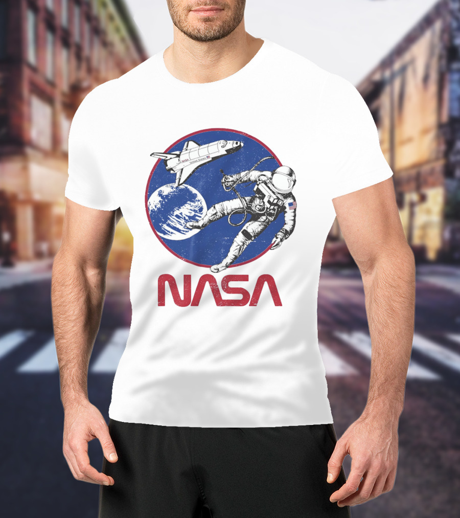 NASA Space Shuttle And Astronaut Earth Scene T-Shirt