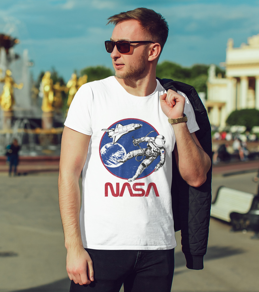 NASA Space Shuttle And Astronaut Earth Scene T-Shirt