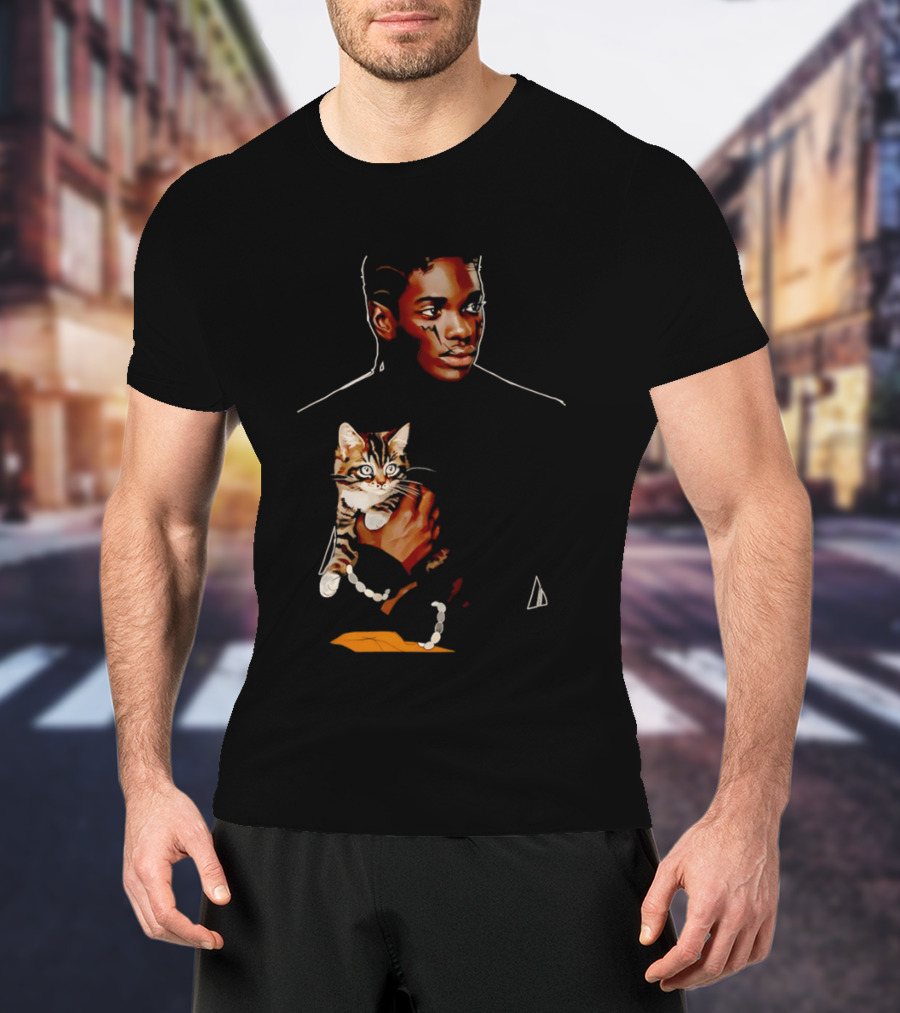 Young Man Holding A Tabby Cat Painting T-Shirt
