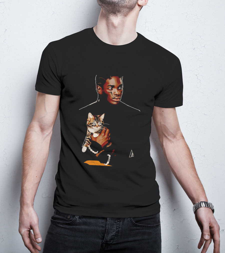 Young Man Holding A Tabby Cat Painting T-Shirt