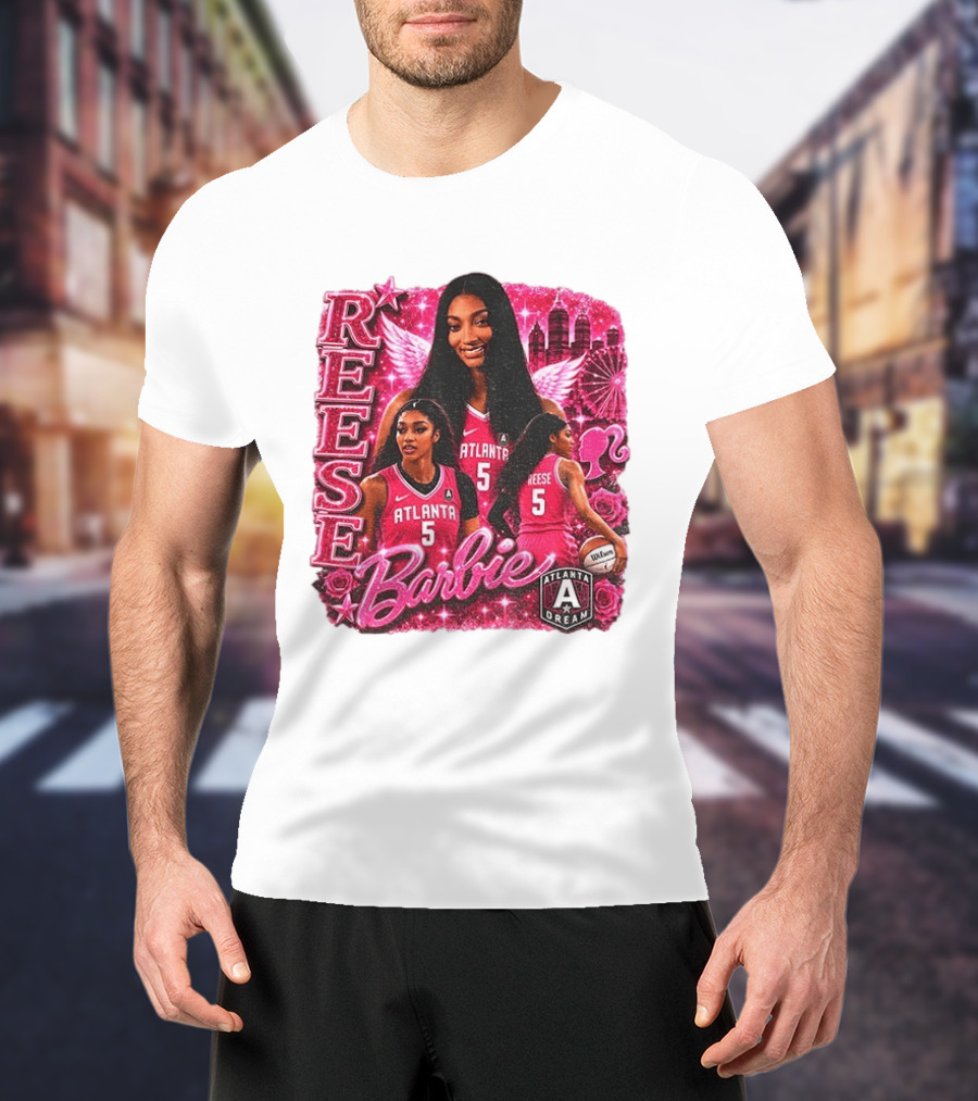 Angel Reese Atlanta Dream Barbie Pink Basketball Collage WNBA T-Shirt