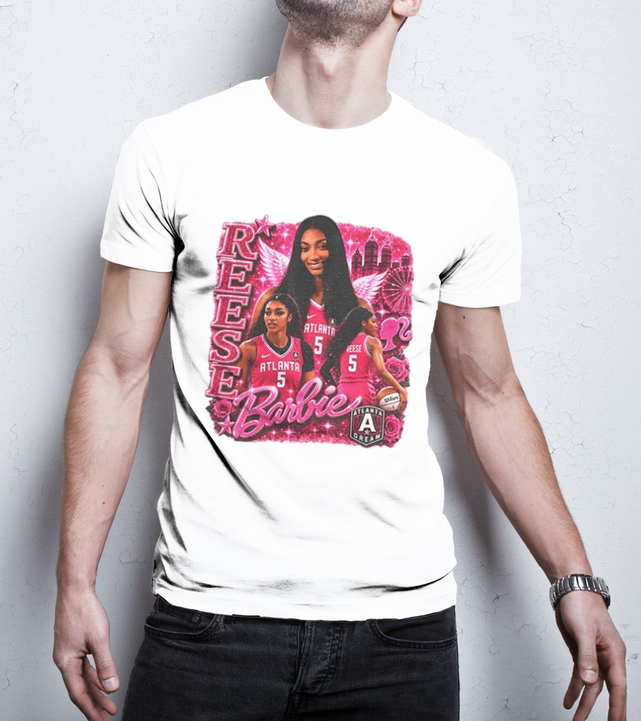 Angel Reese Atlanta Dream Barbie Pink Basketball Collage WNBA T-Shirt