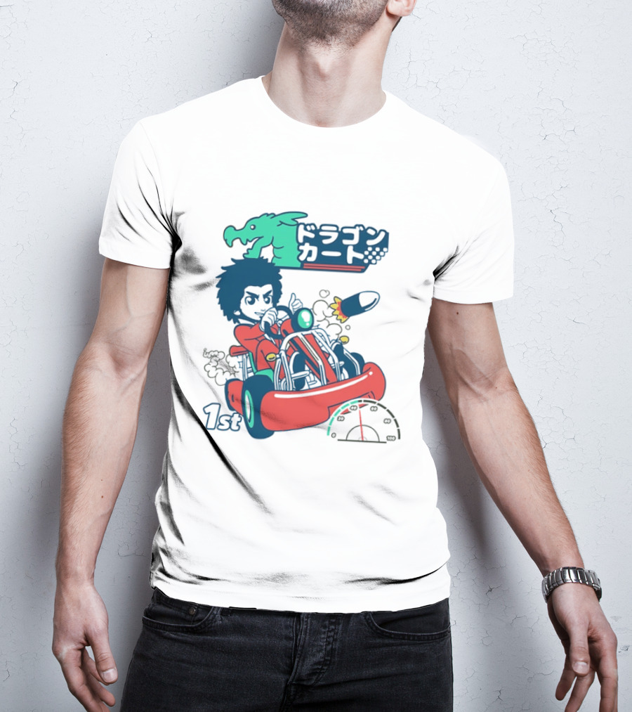 Dragon Kart Japanese Afro Racer 1st Place Red Vehicle Rocket Gauge T-Shirt