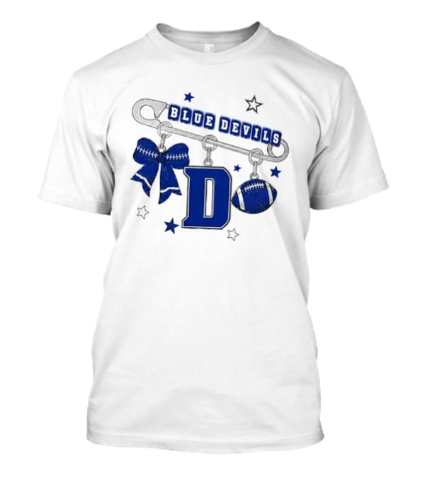 Duke Blue Devils Football Safety Pin Charms Bow Stars T-Shirt