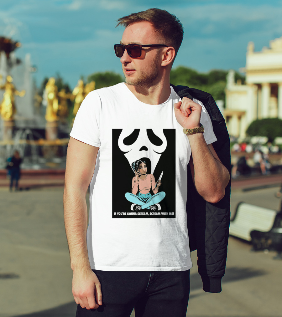 If You're Gonna Scream Scream With Me Ghostface Mask And Woman T-Shirt