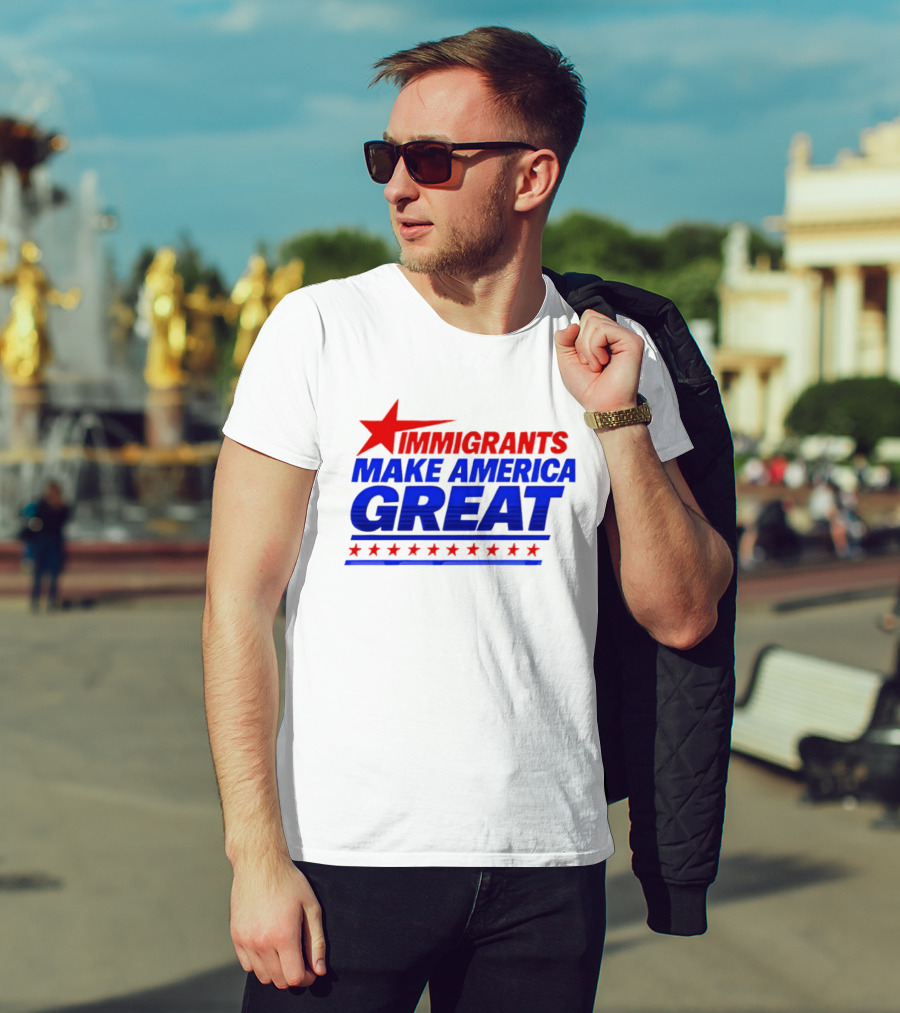 Immigrants Make America Great Red Star Political Message 2026 T-Shirt