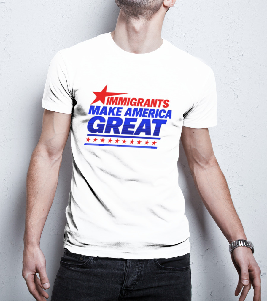 Immigrants Make America Great Red Star Political Message 2026 T-Shirt