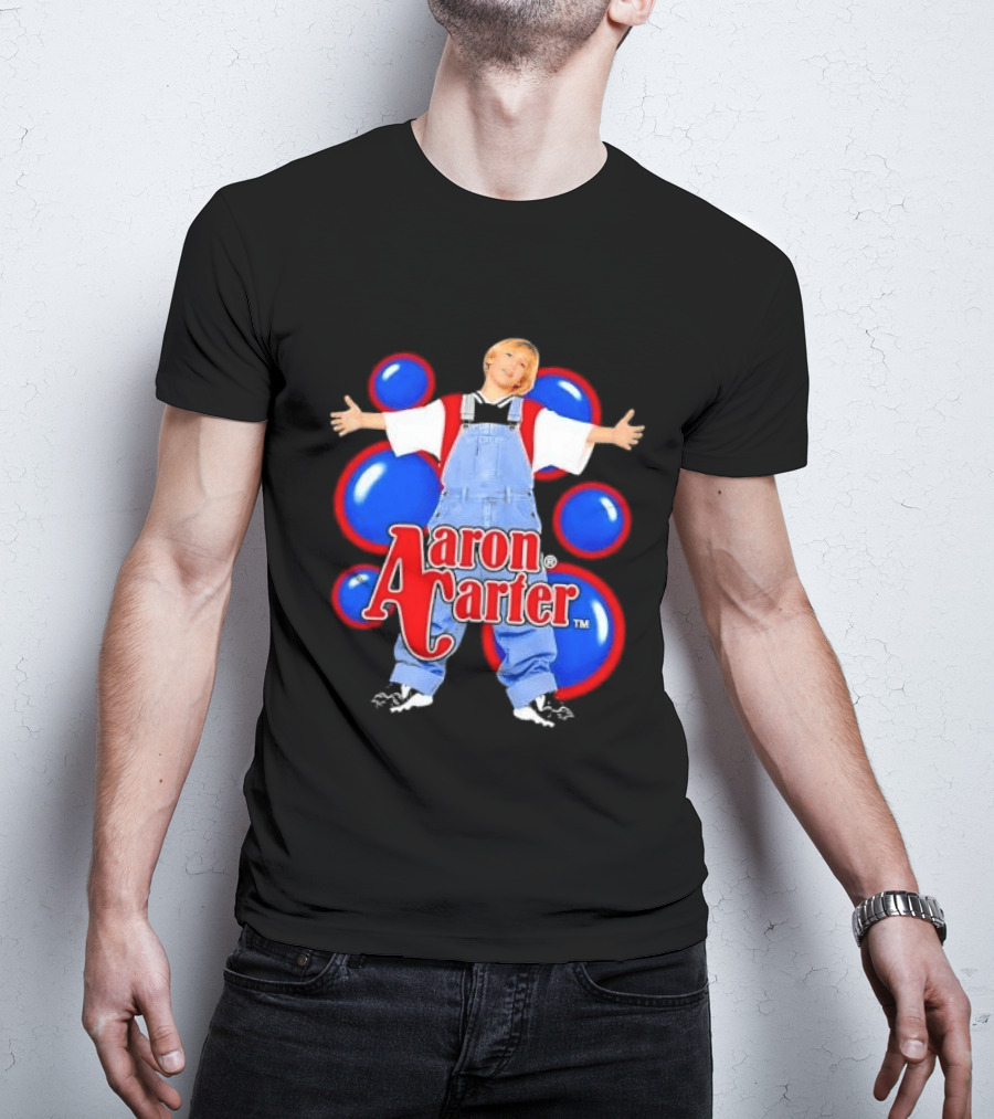Aaron Carter Denim Overalls Bubbles Photo Bootleg T-Shirt