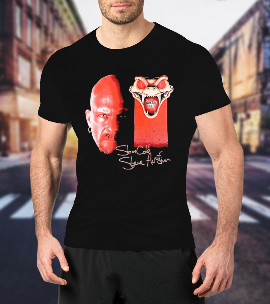 Austin 3 16 Stone Cold Steve Red Rattlesnake Head Signature T-Shirt