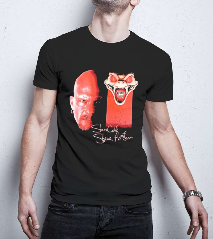 Austin 3 16 Stone Cold Steve Red Rattlesnake Head Signature T-Shirt