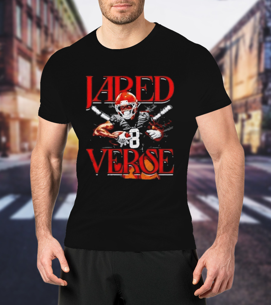 Jared Verse Number 8 Football Player Carrying Ball Distressed Bootleg T-Shirt