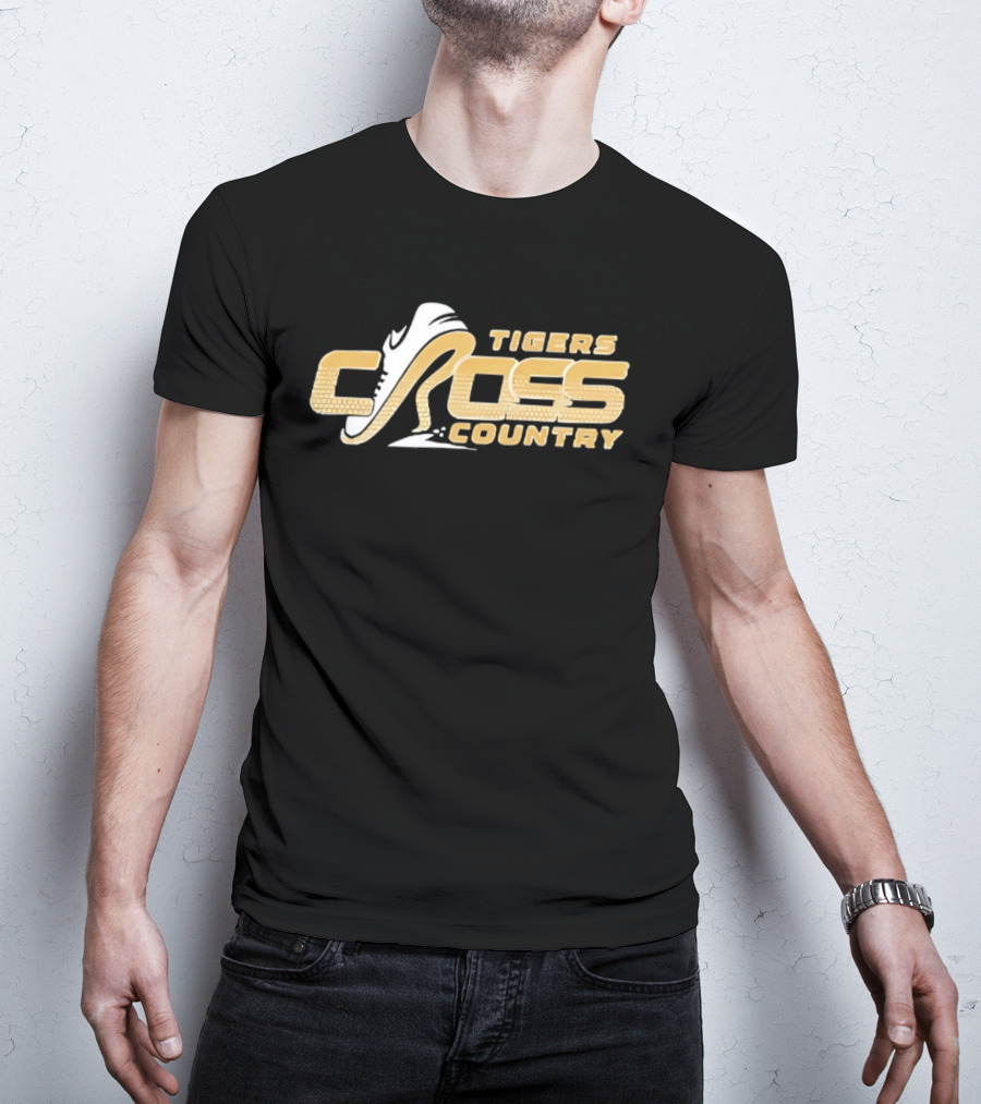Tigers Cross Country Running Shoe Gold Brick Texture T-Shirt