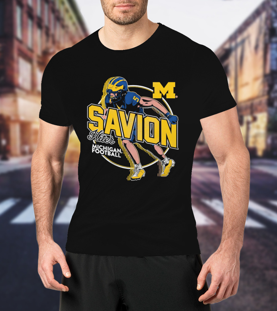 Michigan Wolverines Savion Hiter Number 5 Player Football M T-Shirt