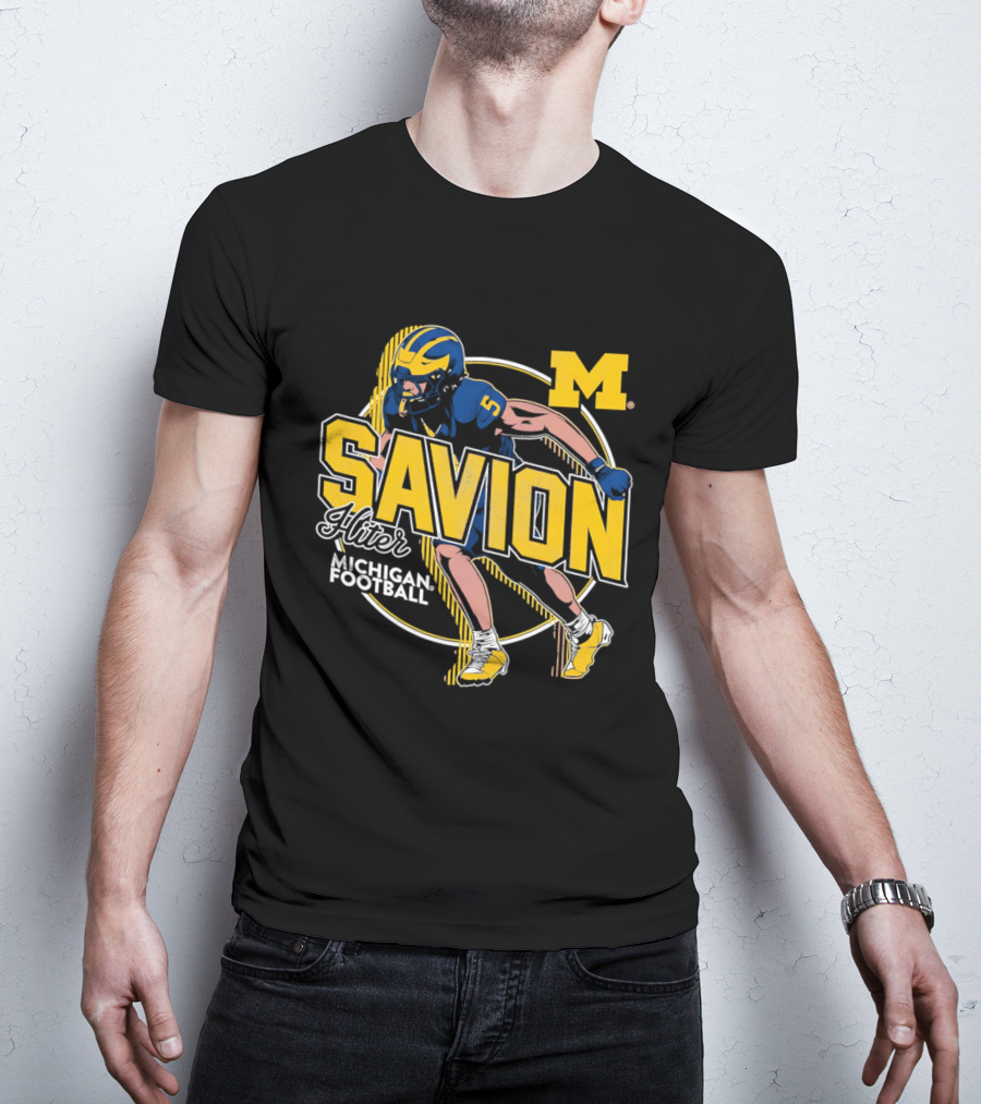 Michigan Wolverines Savion Hiter Number 5 Player Football M T-Shirt
