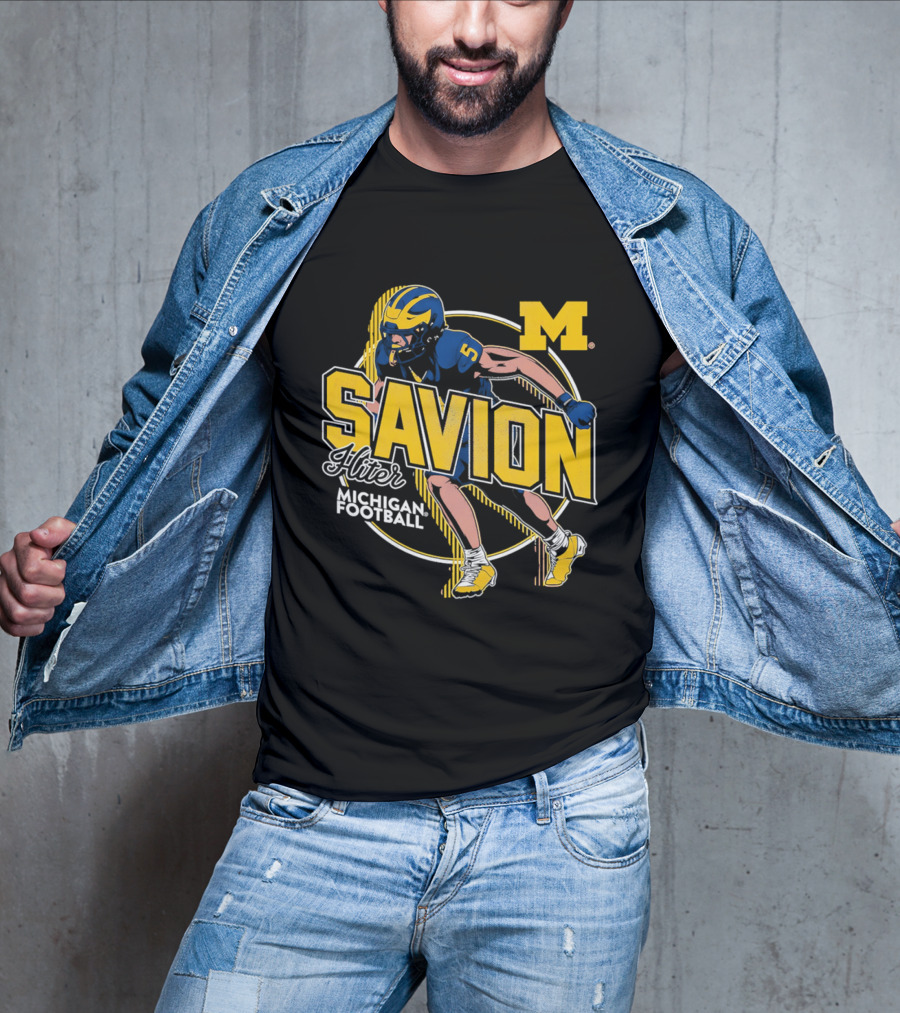 Michigan Wolverines Savion Hiter Number 5 Player Football M T-Shirt