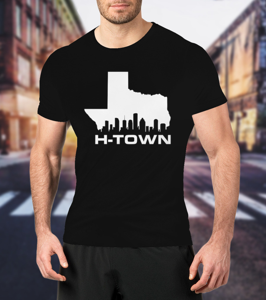 H Town Texas Map Houston Skyline T-Shirt