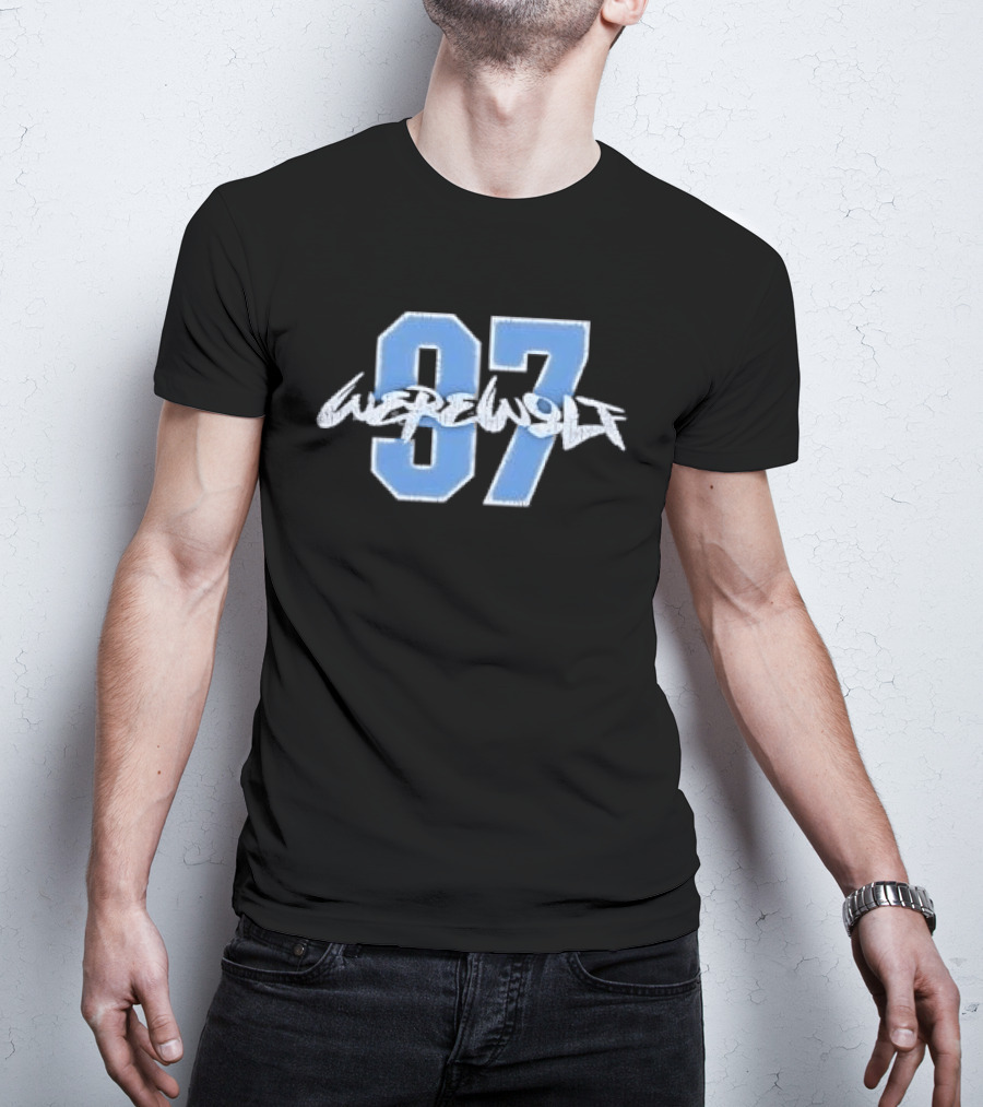 Werewolf 97 Blue Athletic Jersey Number Distressed T-Shirt