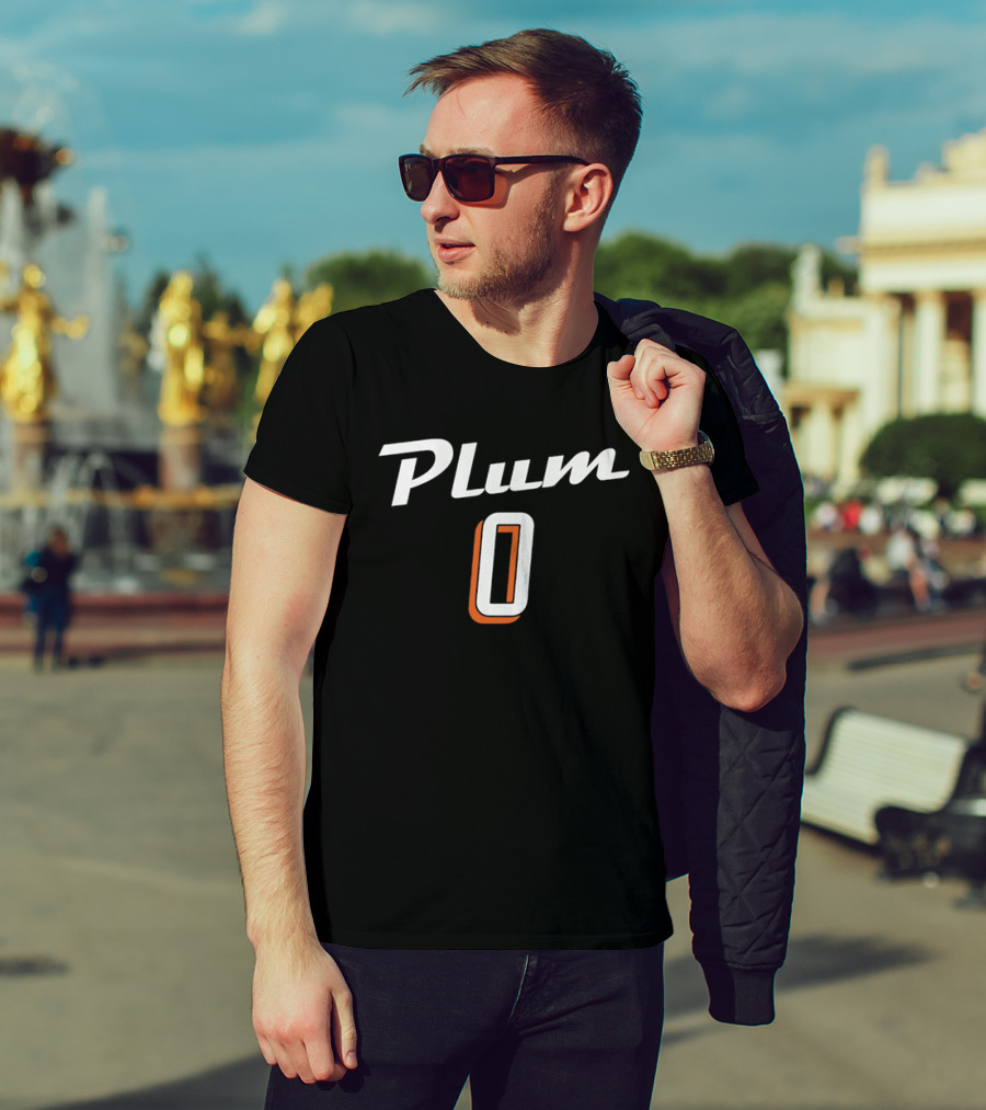 Plum 0 Jersey White Script Rust Shadow Player Name T-Shirt