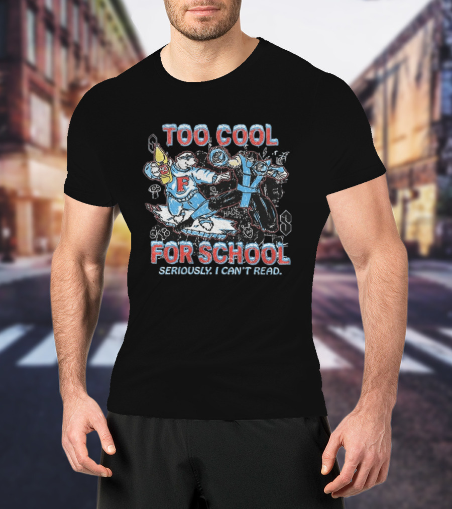 Too Cool For School Polar Bear Seriously I Can't Read T-Shirt