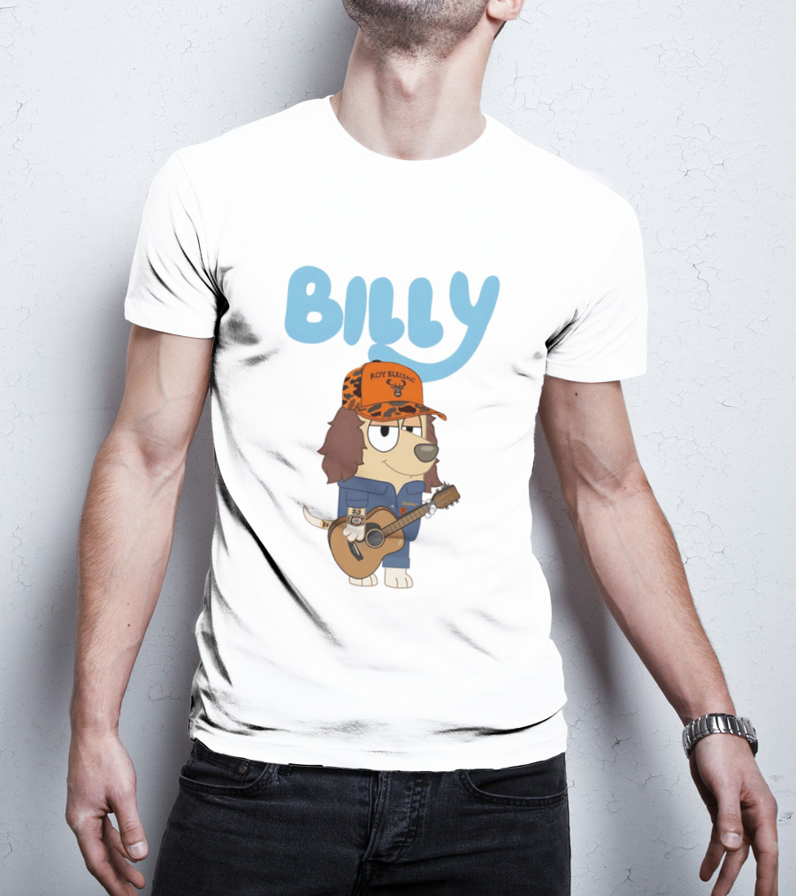 Billy Roy Electric Boomer Character With Guitar And Hat T-Shirt