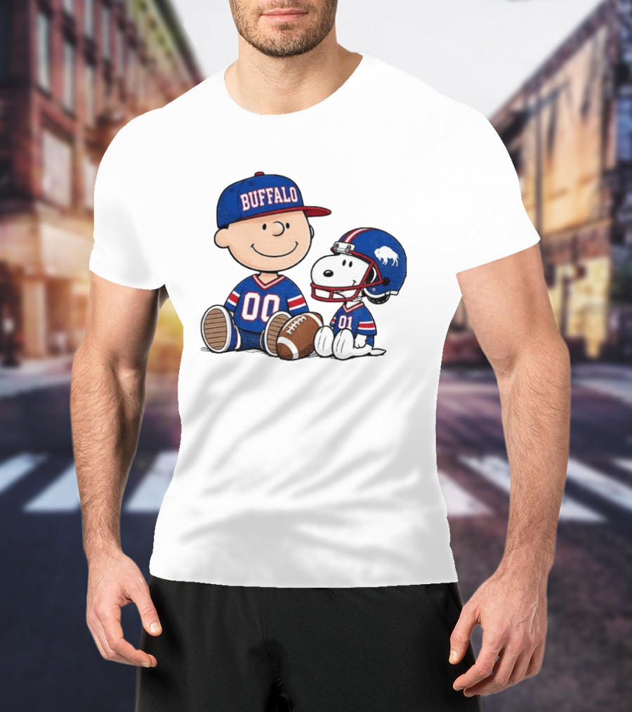 Charlie Brown Snoopy Buffalo 00 01 Football Team Cartoon Sports Fan Gear T-Shirt