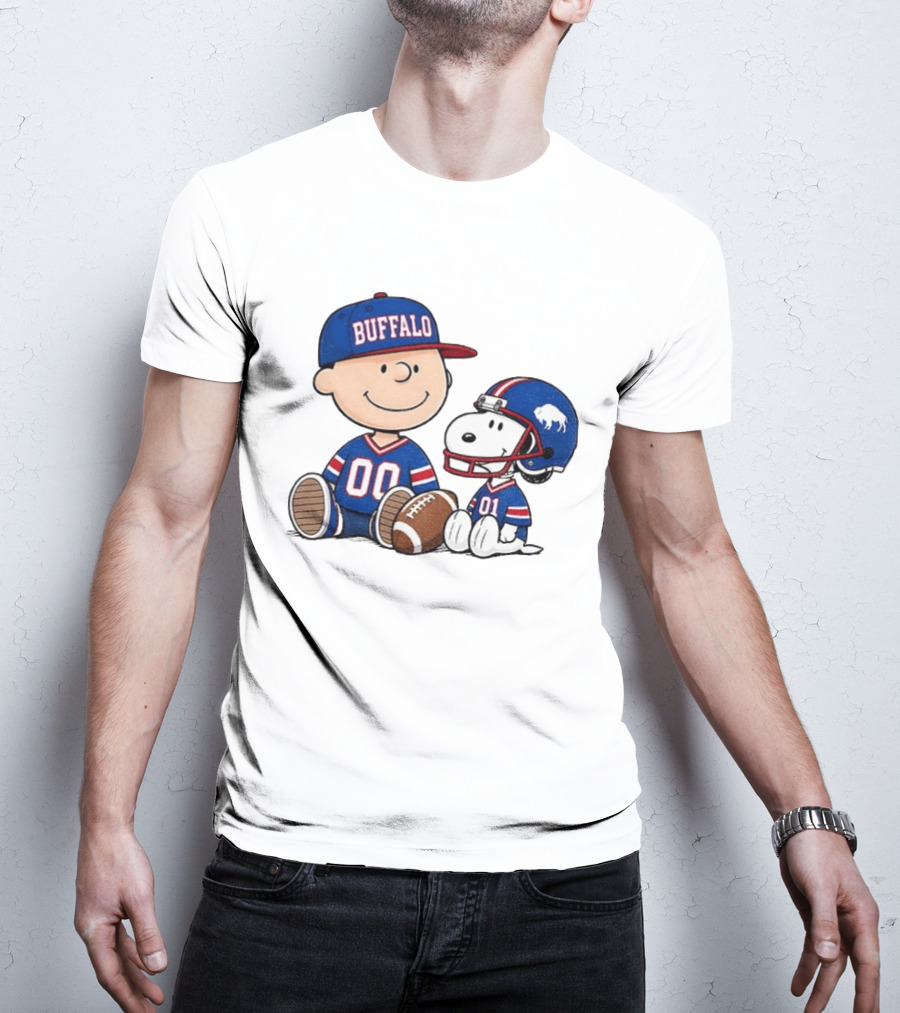 Charlie Brown Snoopy Buffalo 00 01 Football Team Cartoon Sports Fan Gear T-Shirt