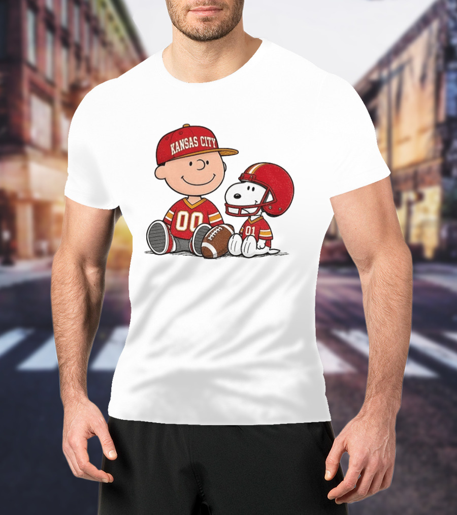 Kansas City Football With Charlie Brown And Snoopy Players T-Shirt