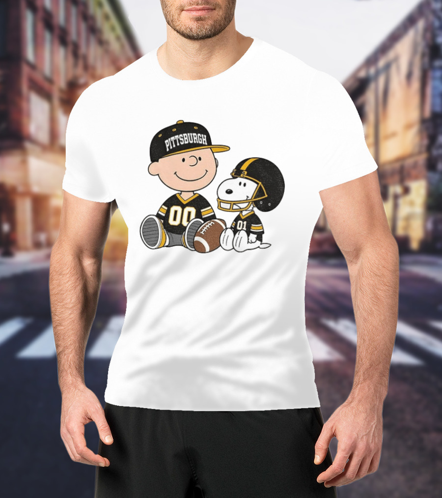 Pittsburgh Football Charlie Brown Snoopy Pigskin Player T-Shirt