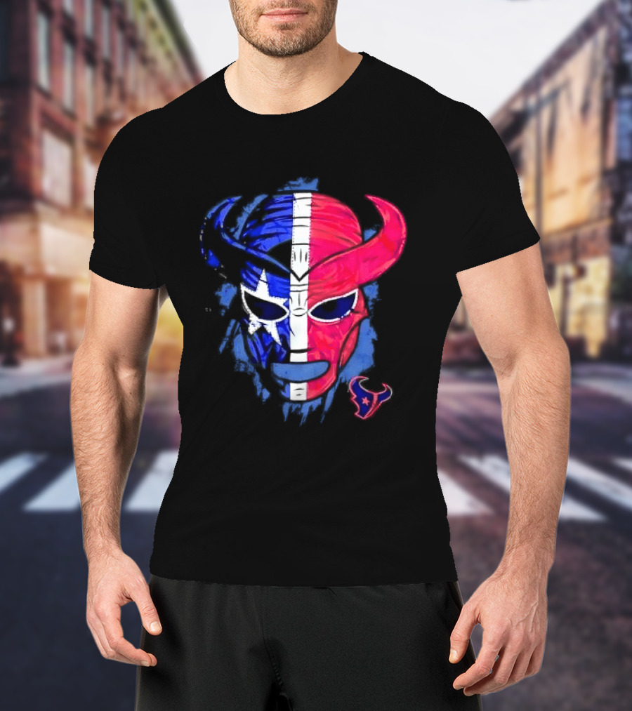 Houston Texans Distressed Lucha Libre Mask Texas Flag T-Shirt