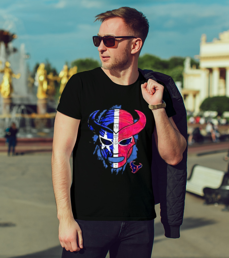 Houston Texans Distressed Lucha Libre Mask Texas Flag T-Shirt