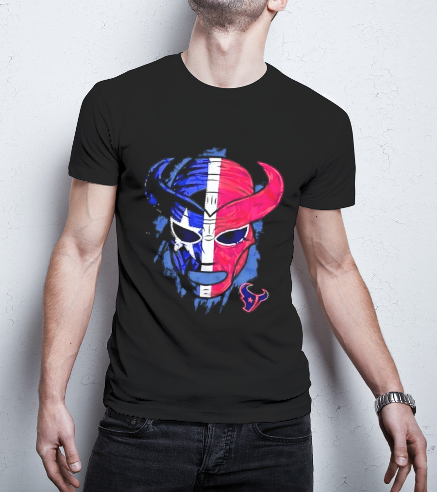 Houston Texans Distressed Lucha Libre Mask Texas Flag T-Shirt