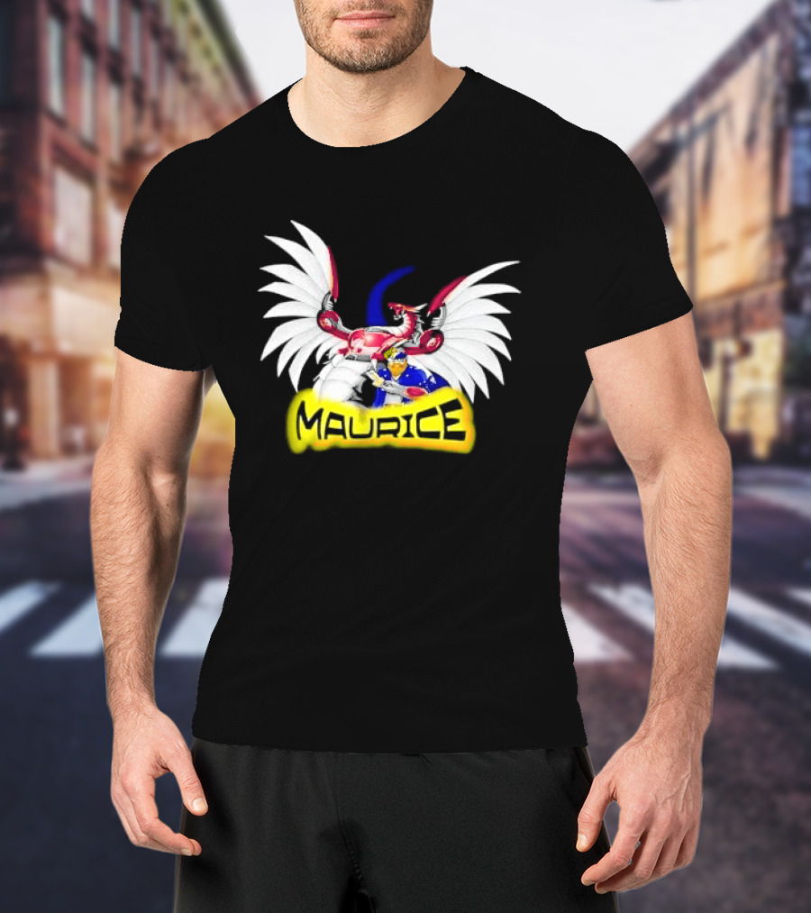 Maurice Cybernetic Dragon Winged Anime Duelist Trading Card Yellow T-Shirt