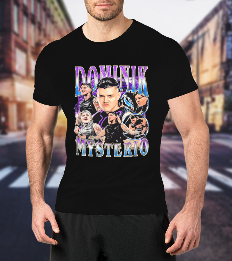 Dominik Mysterio Wrestler Photo Collage Metallic Gradient T-Shirt
