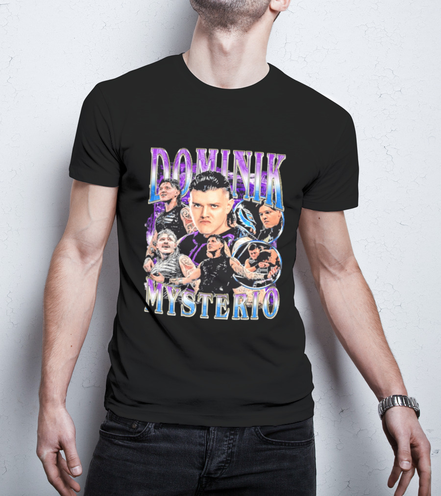 Dominik Mysterio Wrestler Photo Collage Metallic Gradient T-Shirt
