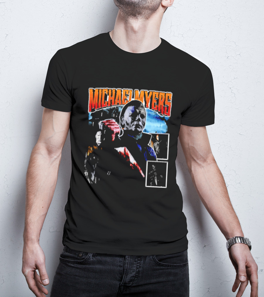 Michael Myers Bootleg Collage Mask Bloody Knife House T-Shirt